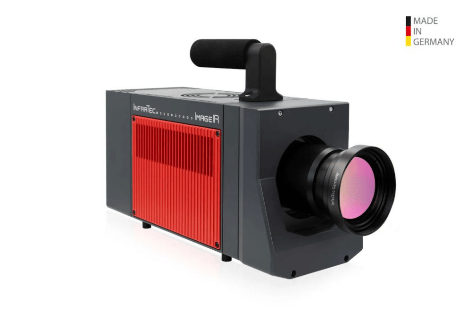 InfraTec ImageIR 12300 midwave infrared camera front angle view