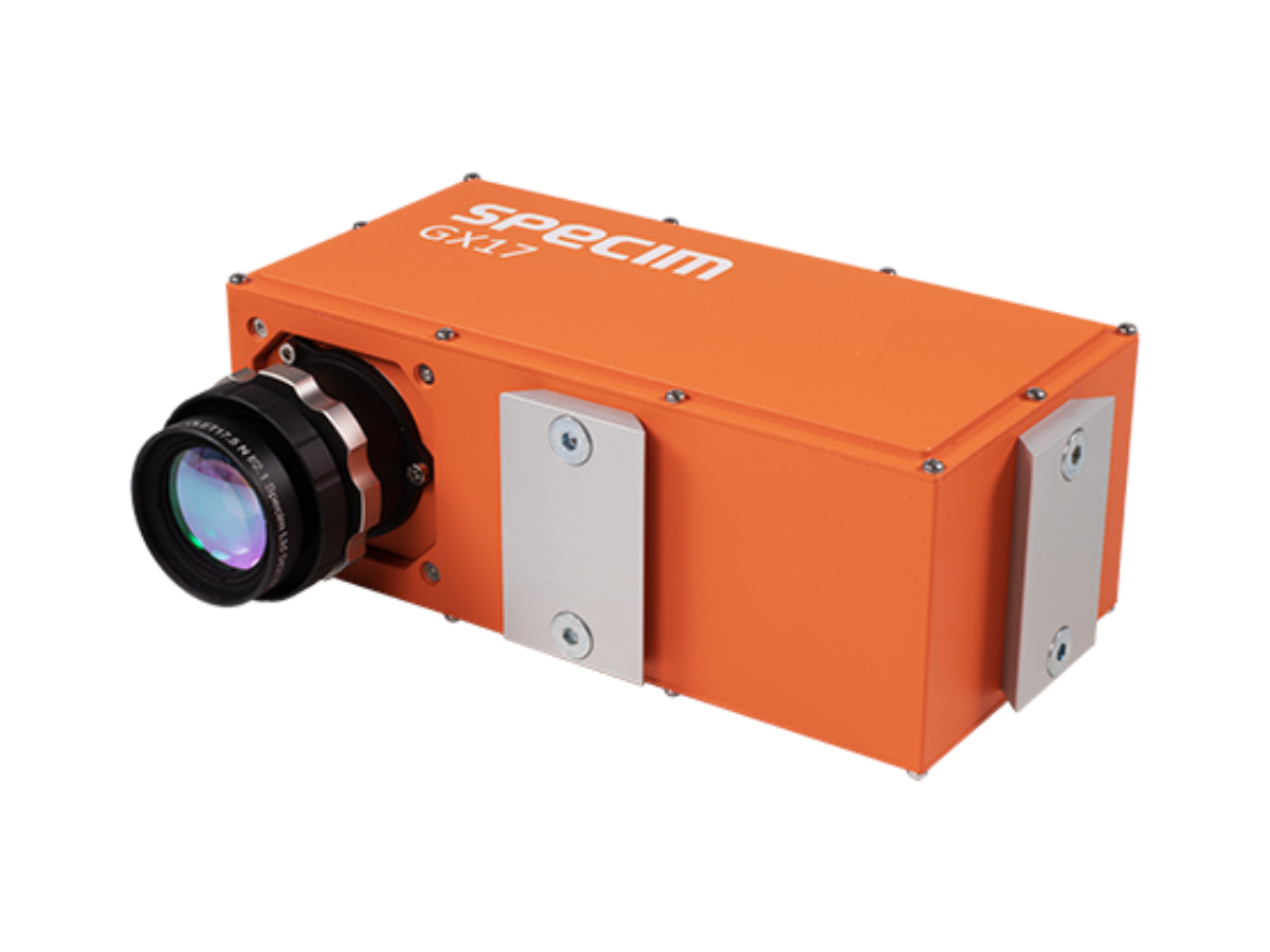 Specim GX17 hyperspectral camera with mounted objective lens
