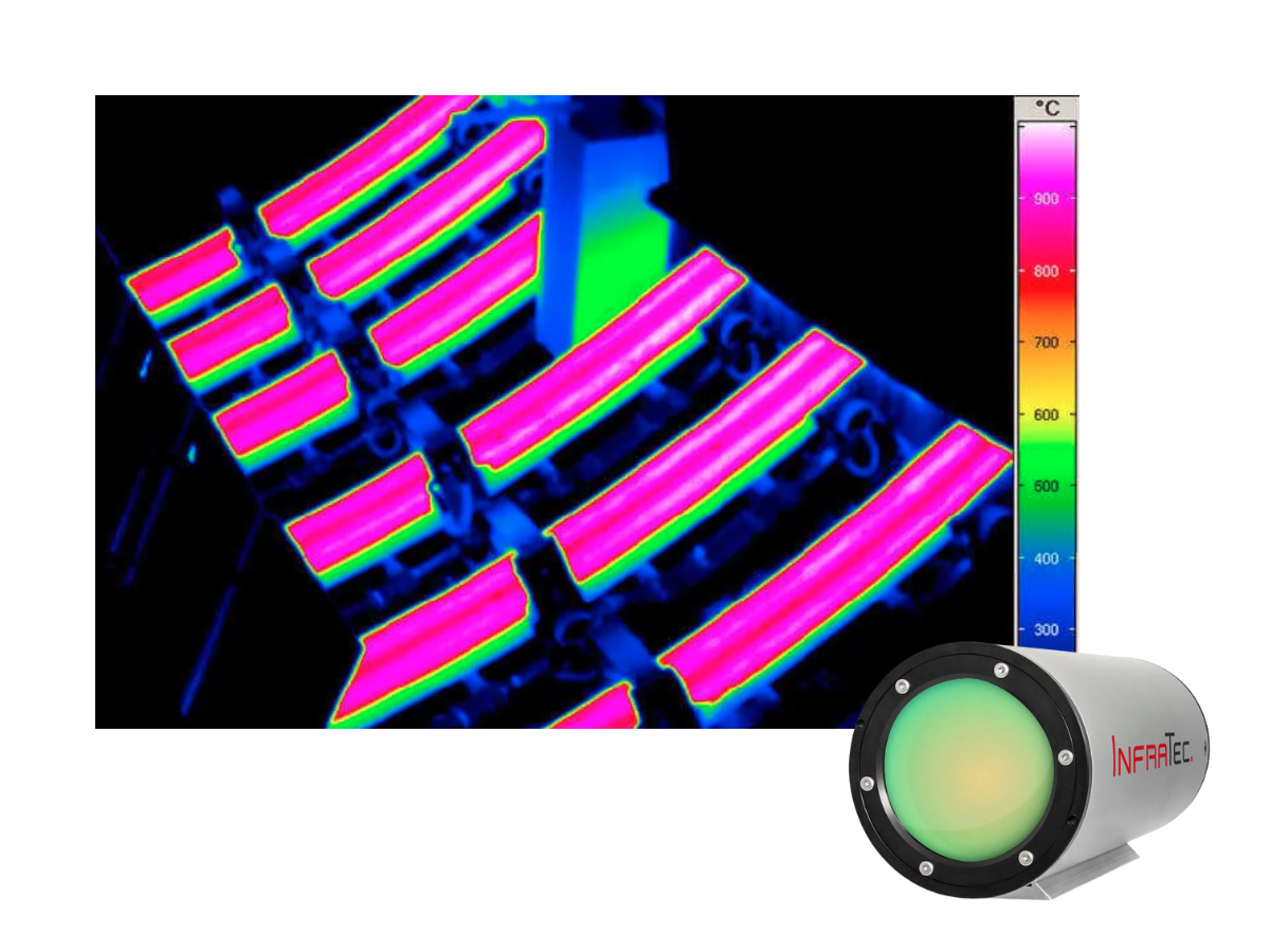 InfraTec PIR uc SWIR HD 800 camera beside thermal image of industrial inspection of parts