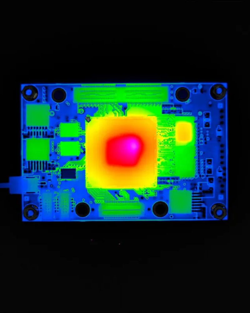 Electronics board with thermal imaging