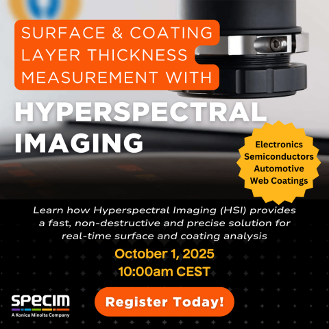 Surface & Coating Layer Thickness Measurement with HSI showing lens above semiconductor wafer inspection